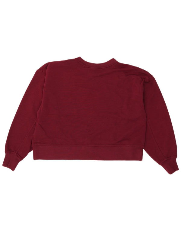 Felpa oversize con grafica Nike da donna, maglione UK 10, piccola, in cotone bordeaux