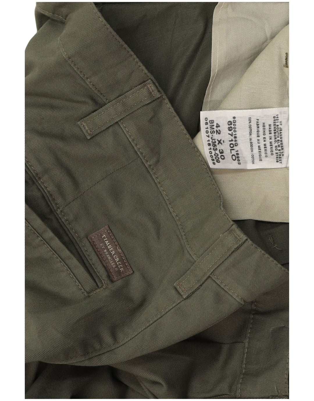 WRANGLER Pantaloni chino con pegging da uomo Timber Creek W42 L30 cotone kaki