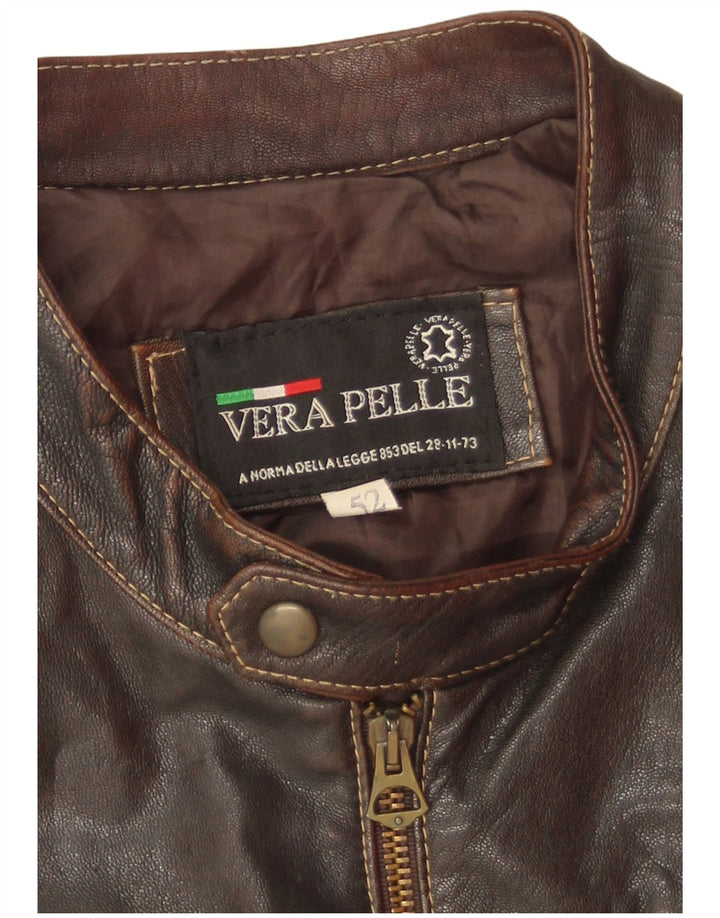 Giacca in pelle vintage da uomo IT 52 XL in pelle marrone