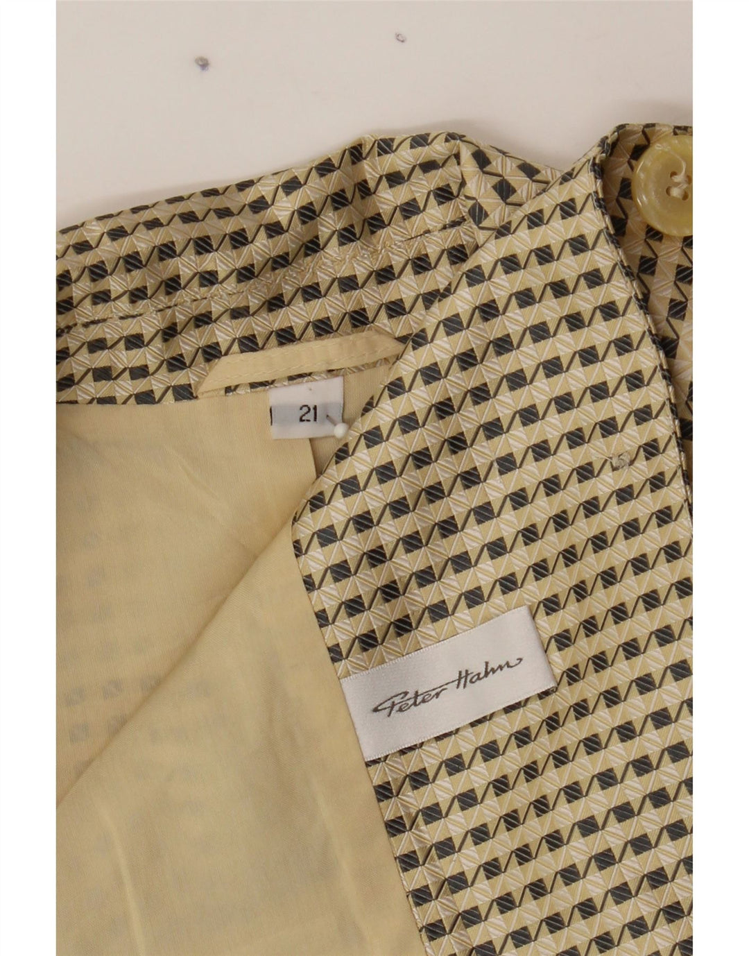 PETER HAHN Womens 3 Button Blazer Jacket UK 16 Large Beige Check Silk Vintage Peter Hahn and Second-Hand Peter Hahn from Messina Hembry 