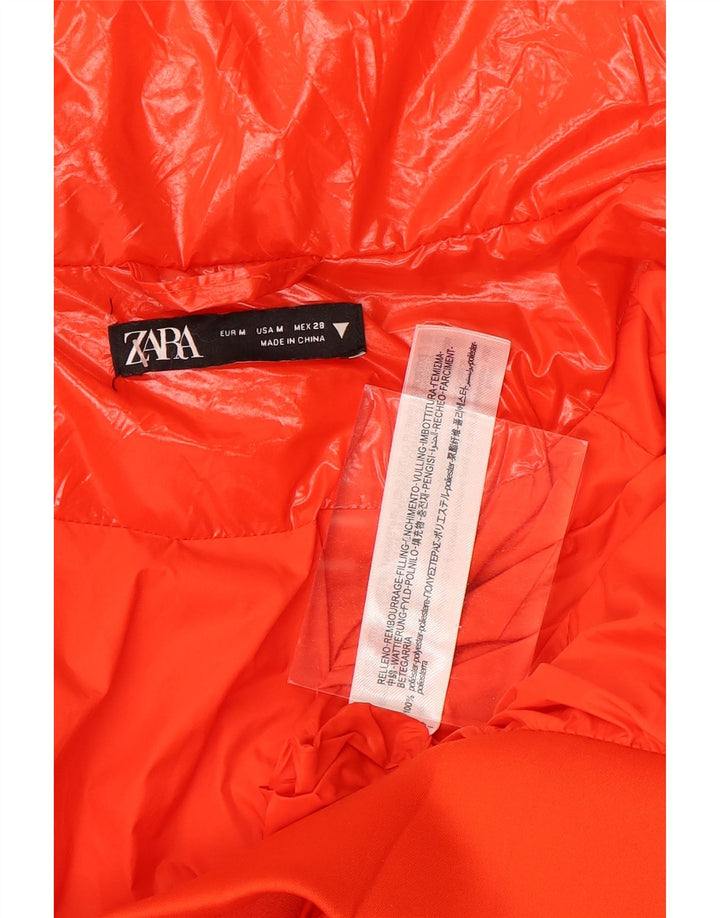 Giacca imbottita corta da donna Zara UK 14 Poliestere arancione medio