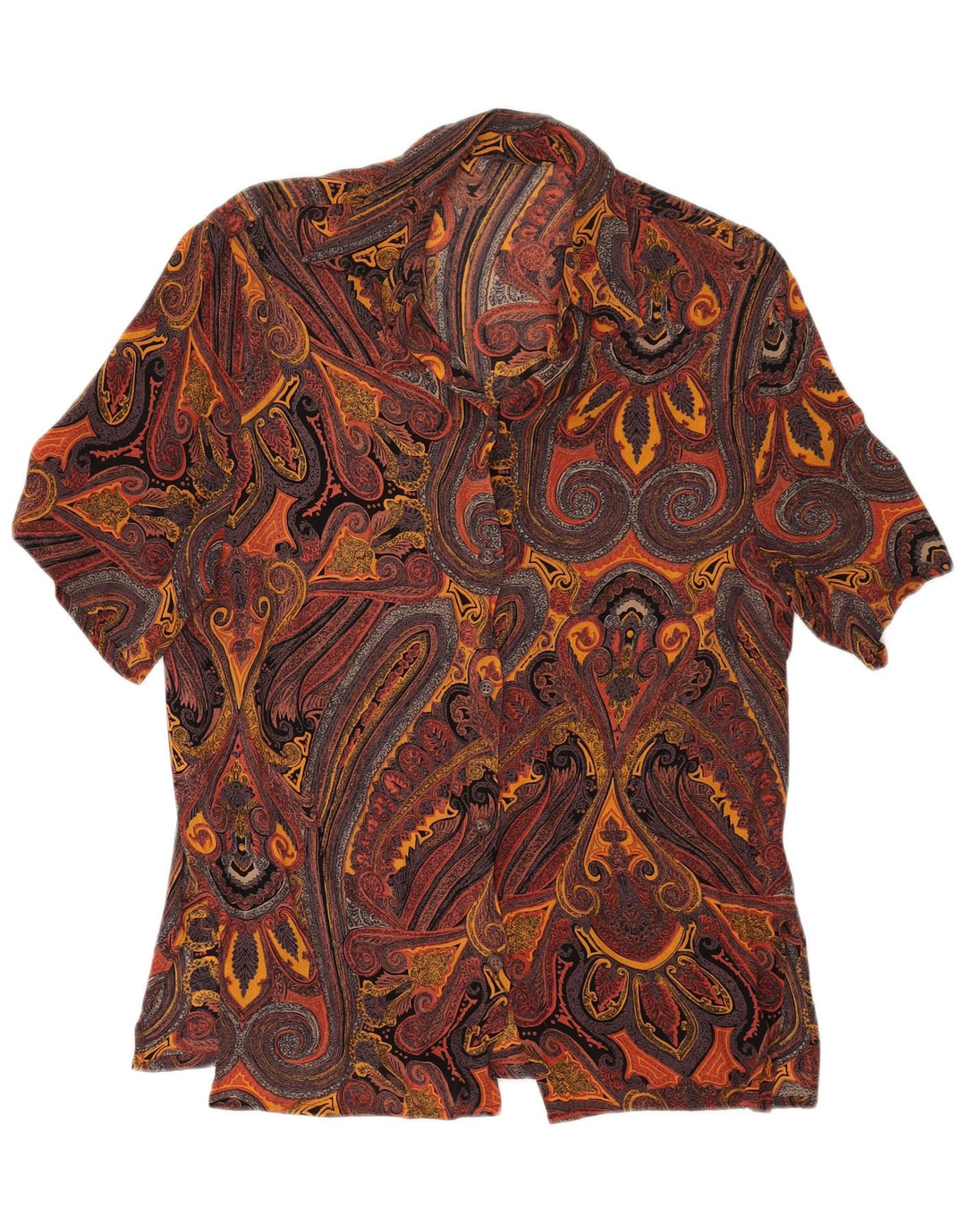 Camicetta camicia a maniche corte da donna VINTAGE UK 16 Grande Paisley multicolore
