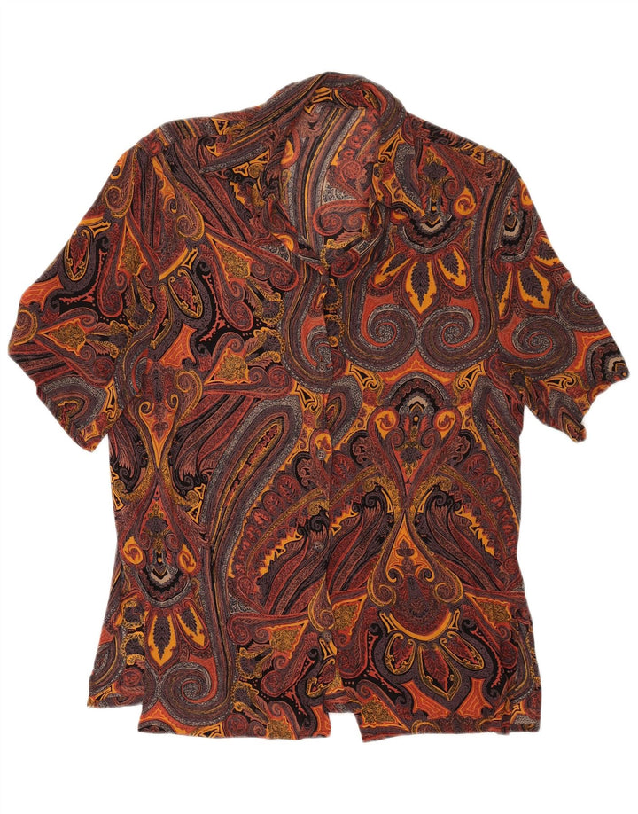 Camicetta camicia a maniche corte da donna VINTAGE UK 16 Grande Paisley multicolore