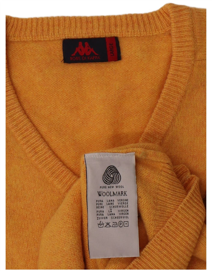Maglione Kappa da donna con scollo a V UK 16 Large Arancione Lana Vergine
