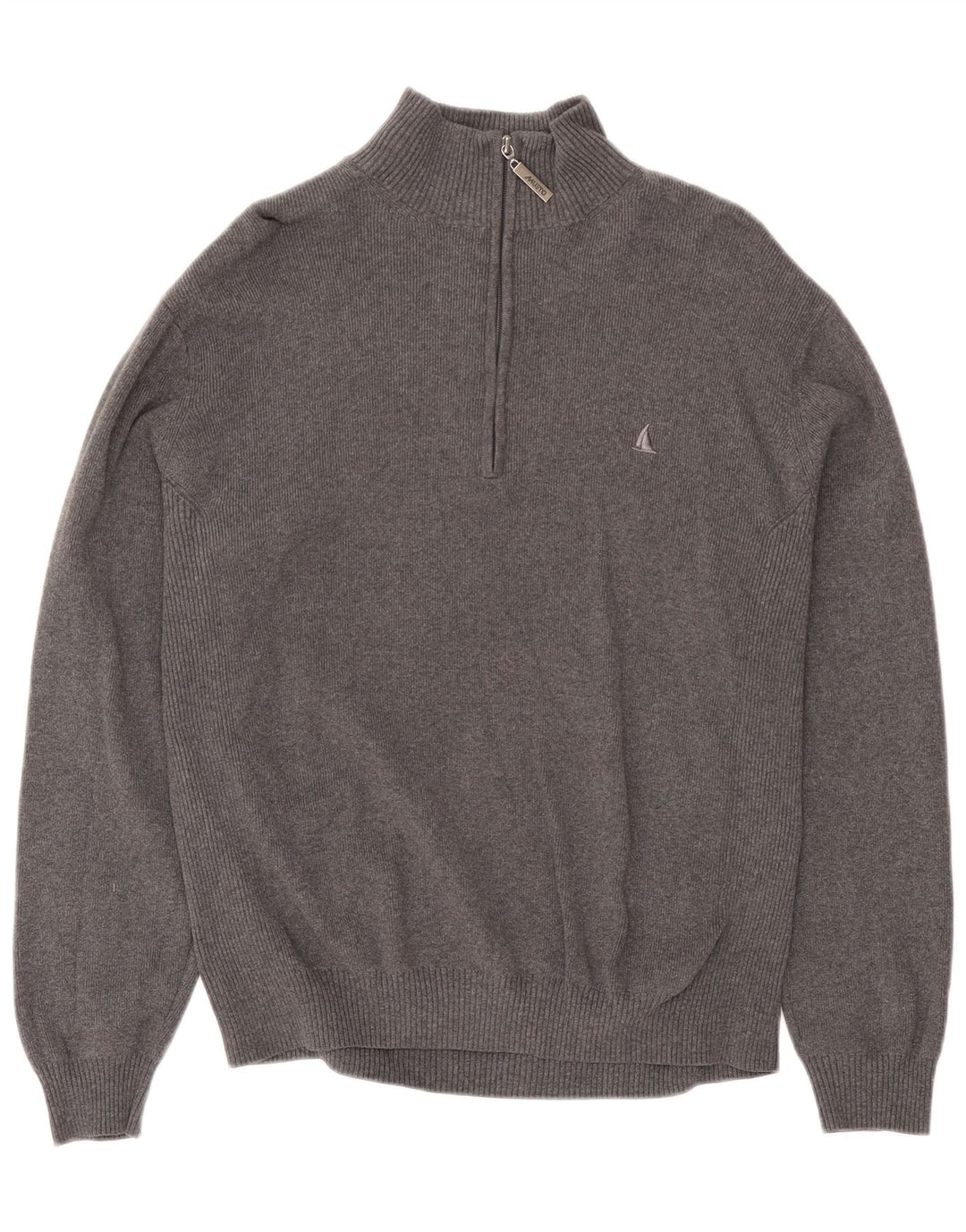 Maglione da uomo Musto con zip e collo in cotone grigio medio