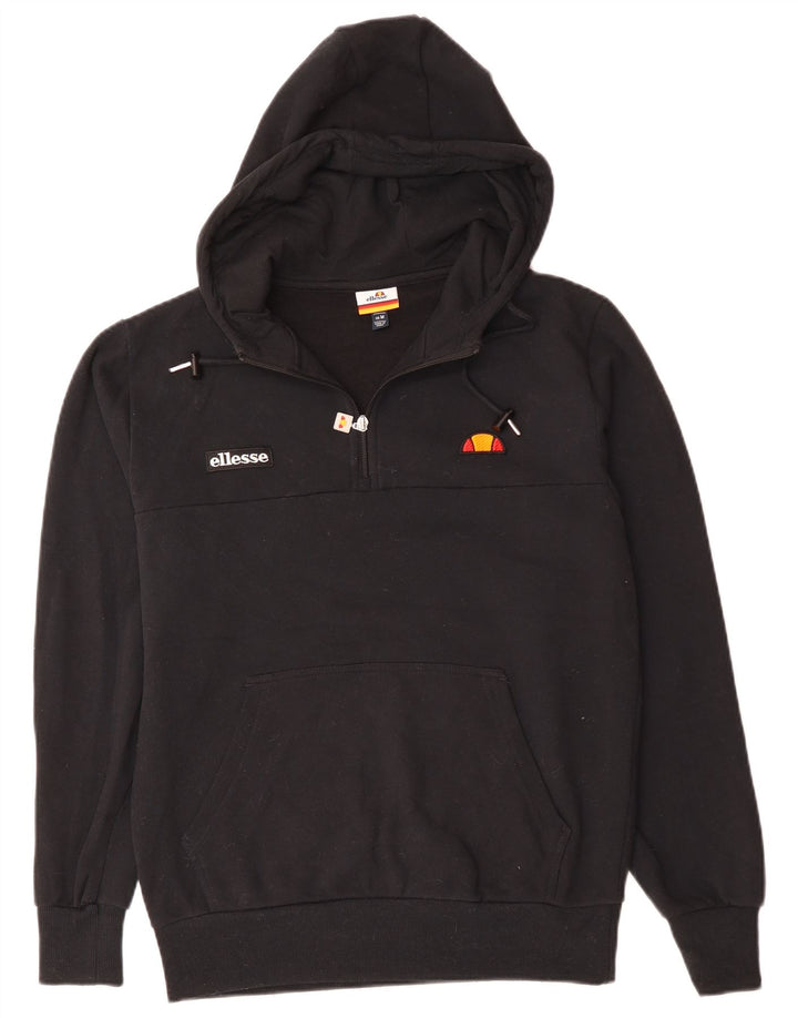 Maglione con cappuccio e zip da uomo ELLESSE in cotone nero medio