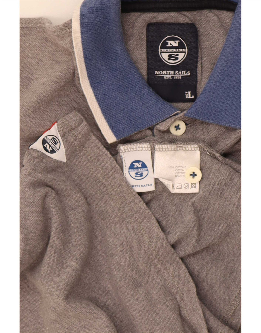 Polo da uomo North Sails Large in cotone color block grigio
