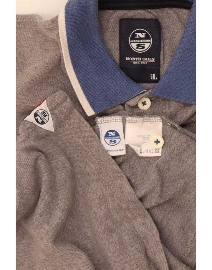 Polo da uomo North Sails Large in cotone color block grigio