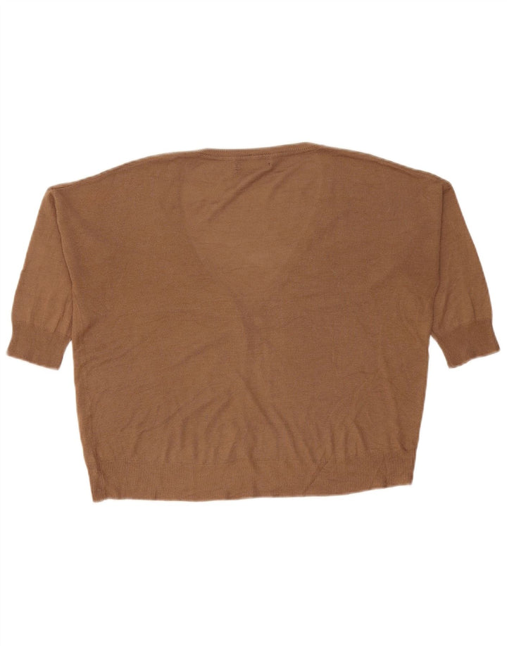 Maglione cardigan oversize con maniche a 3/4 da donna Zara UK 14 Marrone medio