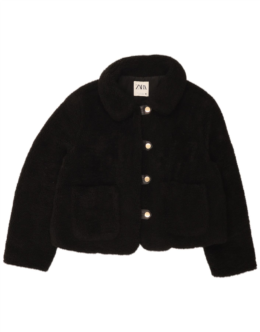 Giacca in pile da donna Zara UK 16 grande poliestere nero