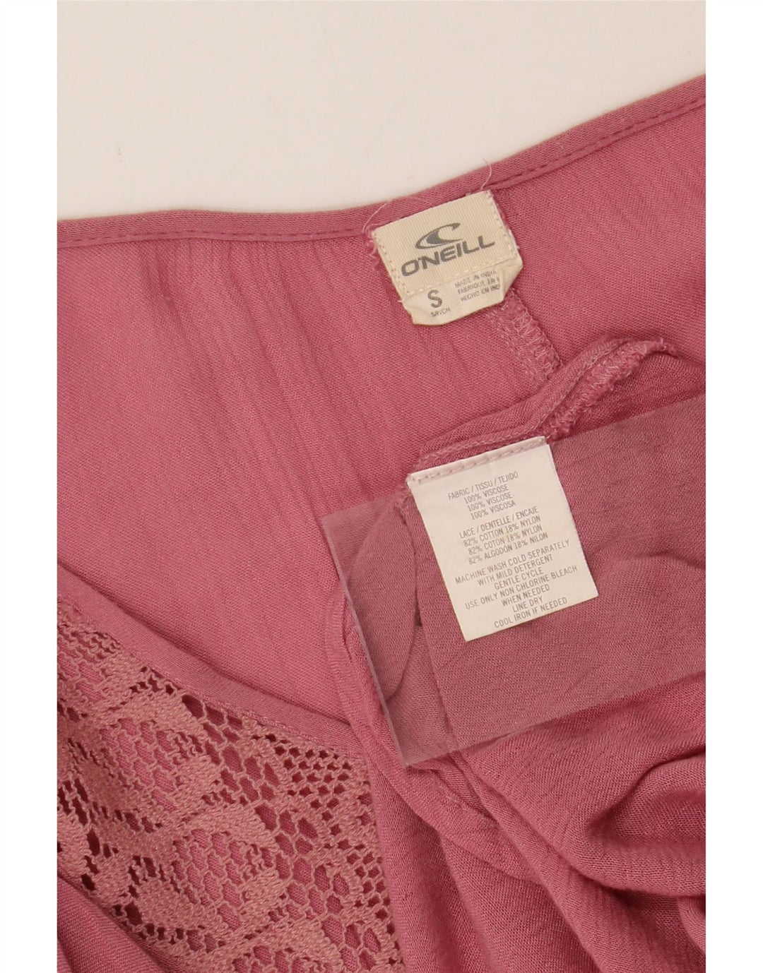 O'NEILL Womens Oversized Blouse Top UK 10 Small Pink Viscose Vintage O'Neill and Second-Hand O'Neill from Messina Hembry 