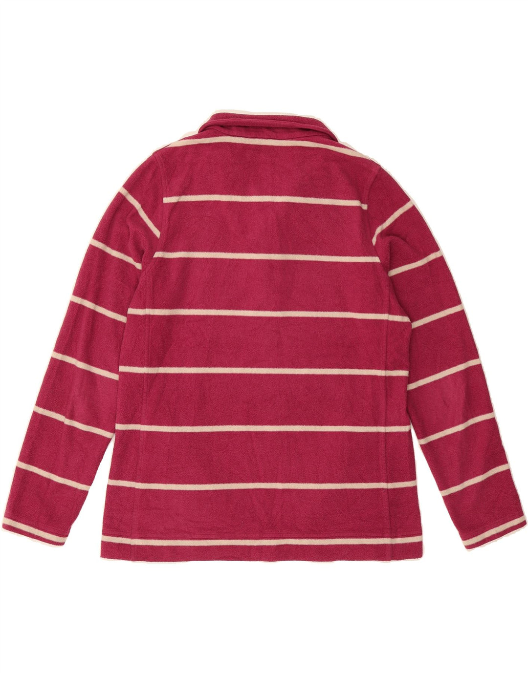 ROHAN Womens Zip Neck Fleece Jumper UK 14 Medium Pink Striped Polyester Vintage Rohan and Second-Hand Rohan from Messina Hembry 