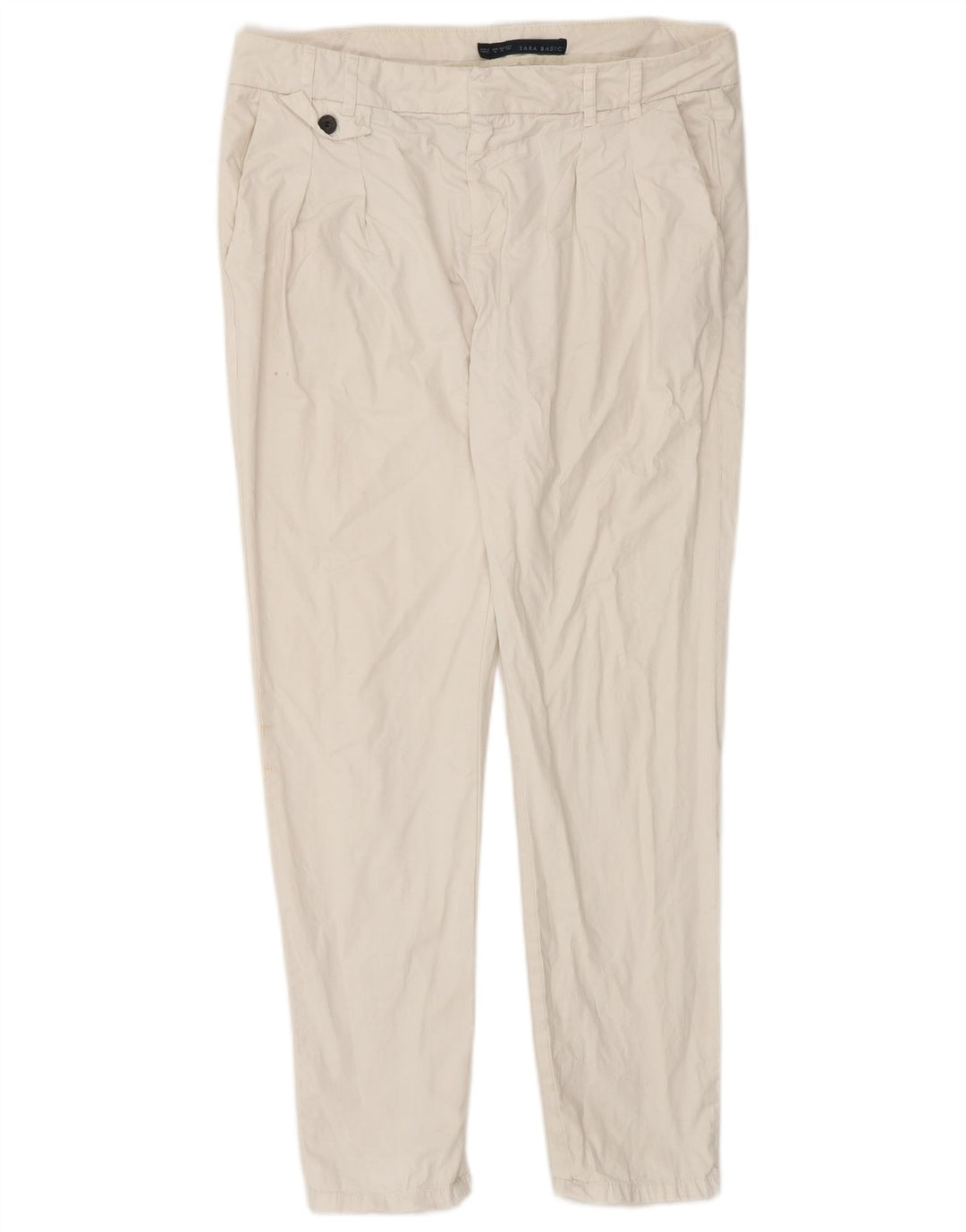 Pantaloni chino slim da donna Zara medi W32 L30 cotone bianco