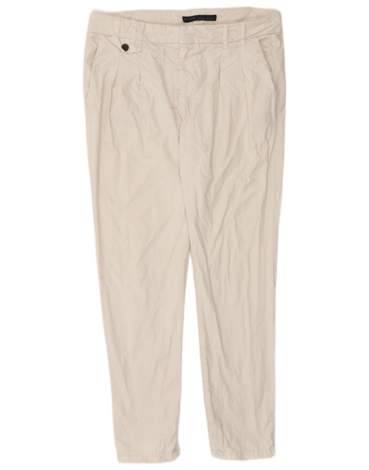 Pantaloni chino slim da donna Zara medi W32 L30 cotone bianco