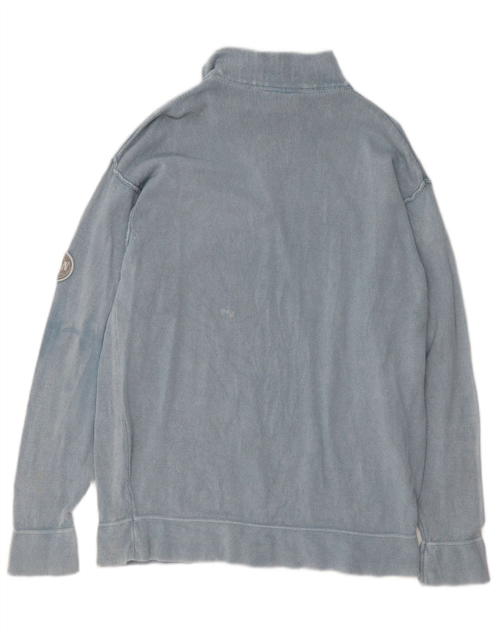 Maglione da uomo con zip e collo Murphy & Nye XL in cotone blu