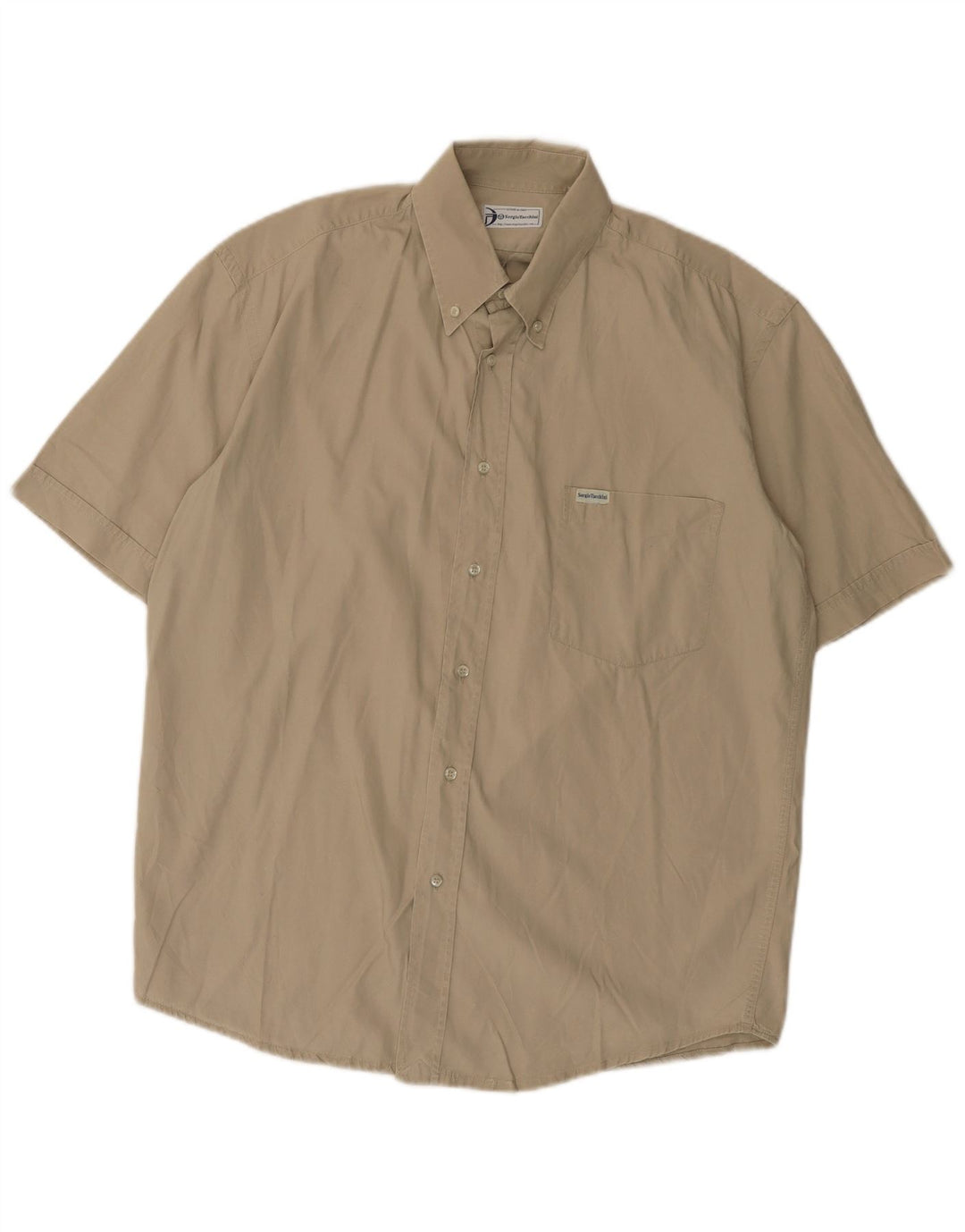 Camicia da uomo a maniche corte Sergio Tacchini grande in cotone kaki