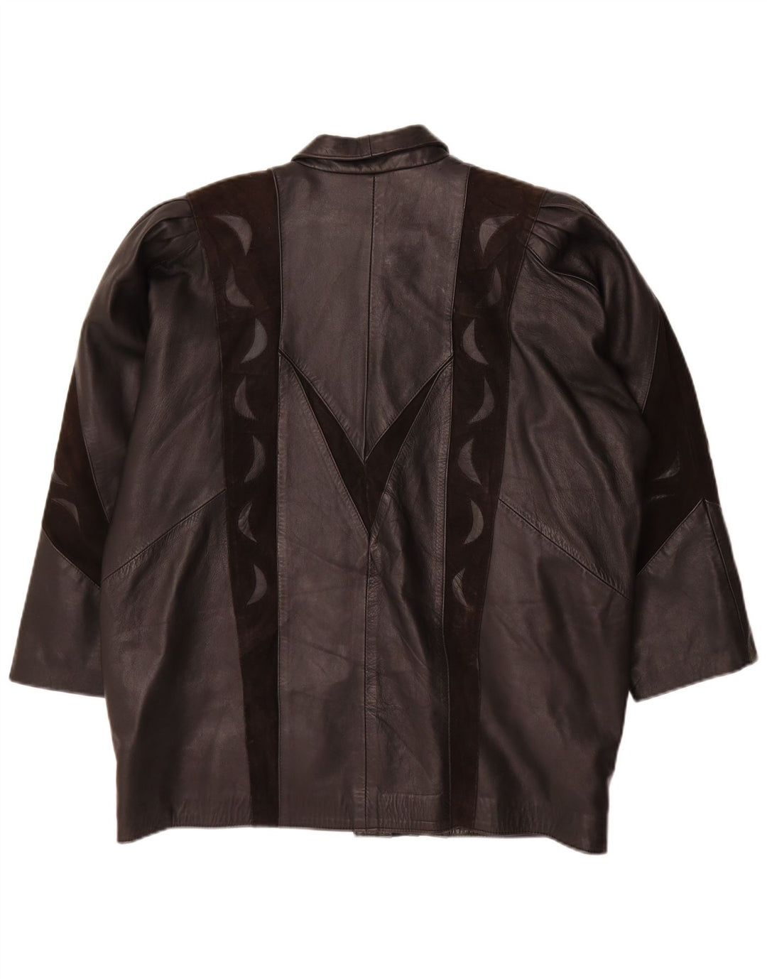 Giacca in pelle vintage da donna UK 20 2XL Colorblock nero