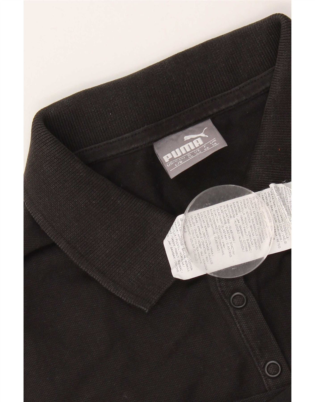 Polo da donna Puma UK 14 grande in cotone nero
