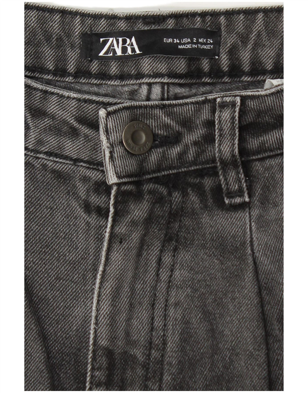 Jeans ZARA da donna a vita alta con taglio a palloncino EU 34 2XS W24 L25 Grigio