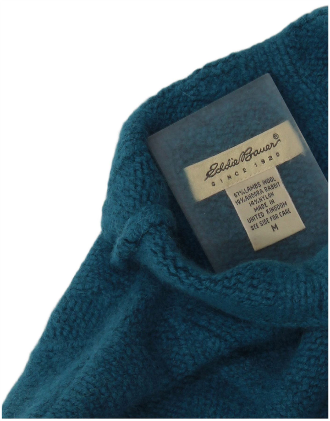 EDDIE BAUER Maglione da donna con collo alto e maglione UK 14 Lana d'agnello blu medio