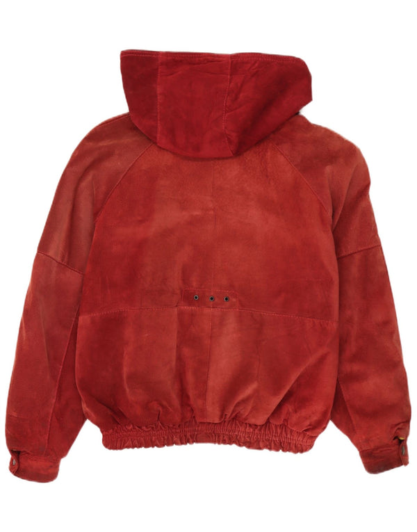 Giacca a vento con cappuccio vestibilità ampia da uomo vintage UK 38 Borgogna media