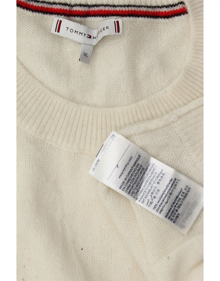 Maglione maglione girocollo da uomo Tommy Hilfiger XL in lana bianca