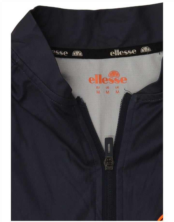 Ellesse - Top da tuta da uomo con zip e collo, color block, colore blu navy medio