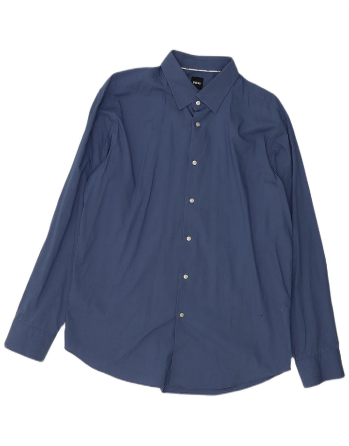 Camicia HUGO BOSS da uomo vestibilità regolare taglia 17 1/2 XL blu navy