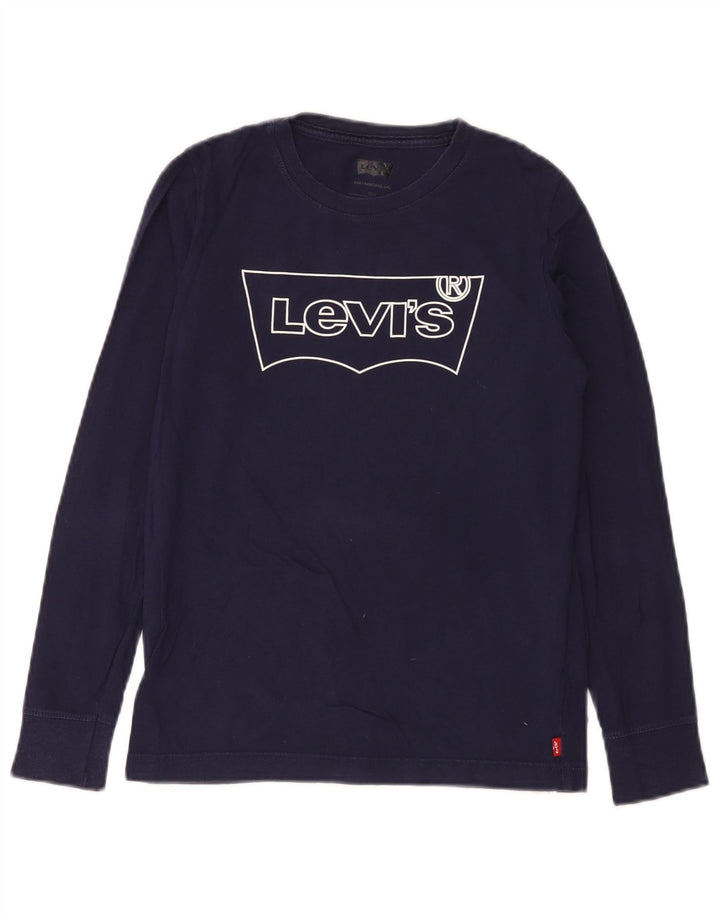Levi's Maglietta grafica per ragazzi a maniche lunghe 11-12 anni in cotone blu navy