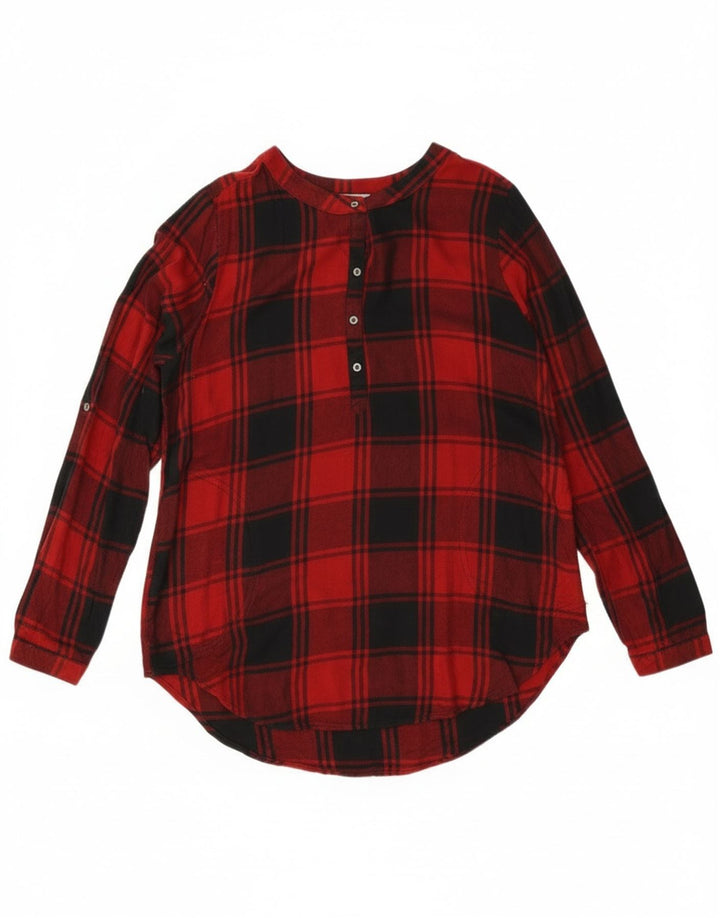 Camicia pullover oversize lunga da donna Eddie Bauer UK 10 piccolo plaid rosso