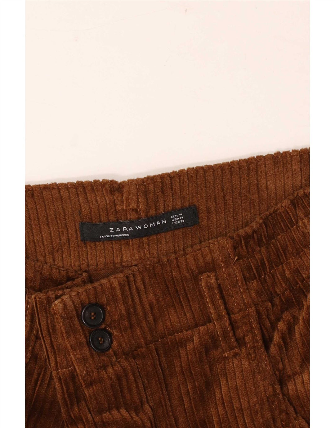 Pantaloni corti in velluto a coste Zara da donna medi W28 L24 Marrone