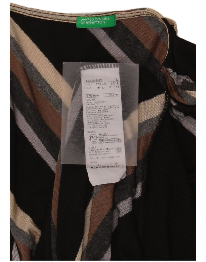 Maglione da donna con scollo a V Benetton UK 14 a righe grandi multicolori