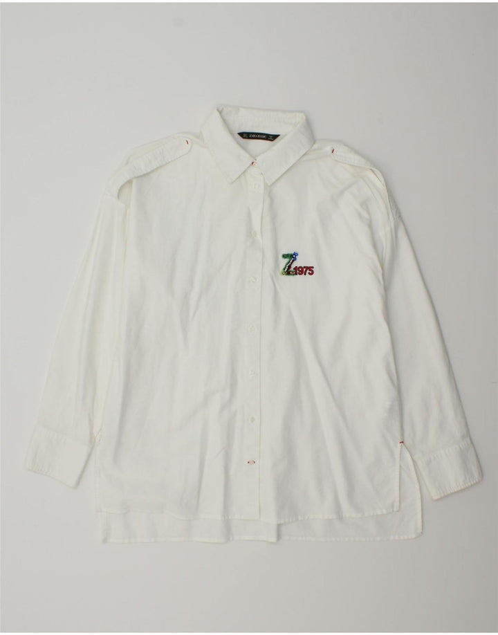ZARA Womens Military Shirt UK 16 Large White Cotton Vintage Zara and Second-Hand Zara from Messina Hembry 