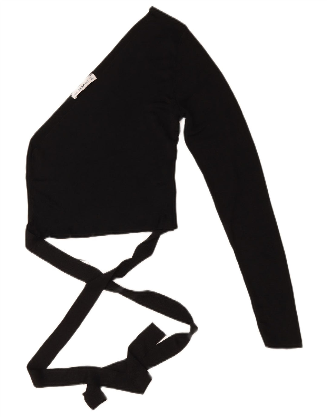 Top corto monospalla da donna Zara UK 12 viscosa nera media