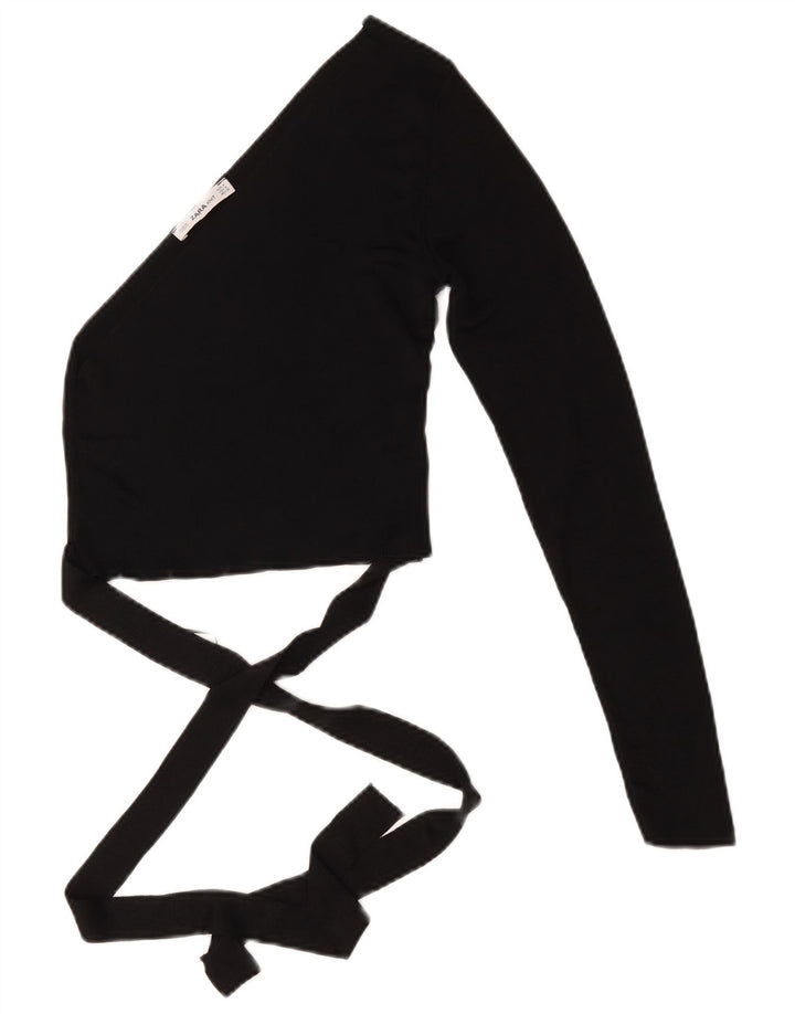Top corto monospalla da donna Zara UK 12 viscosa nera media