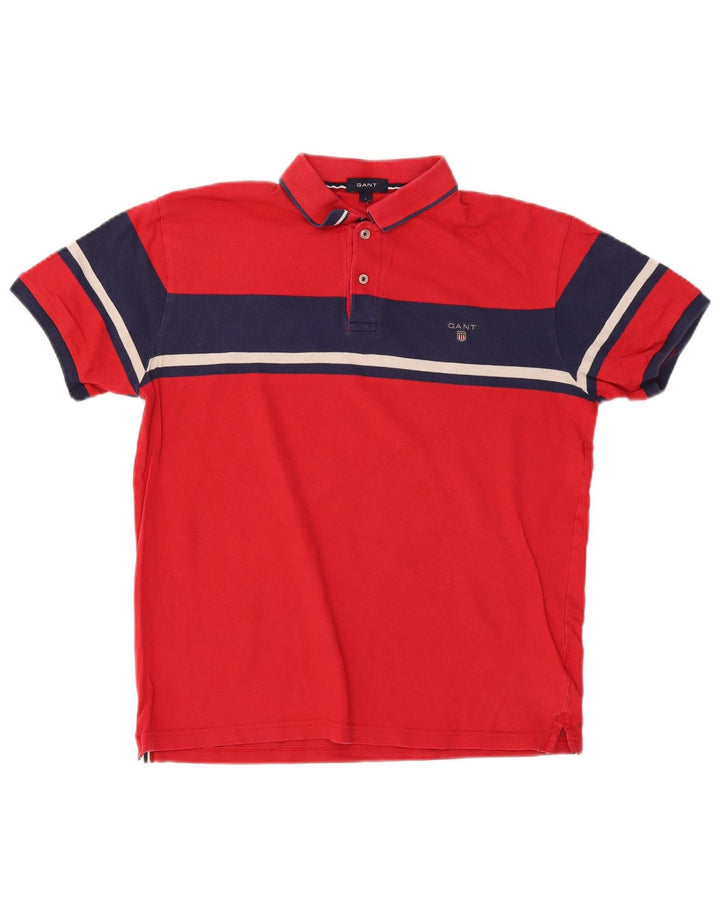 Polo da uomo Gant grande in cotone color block rosso
