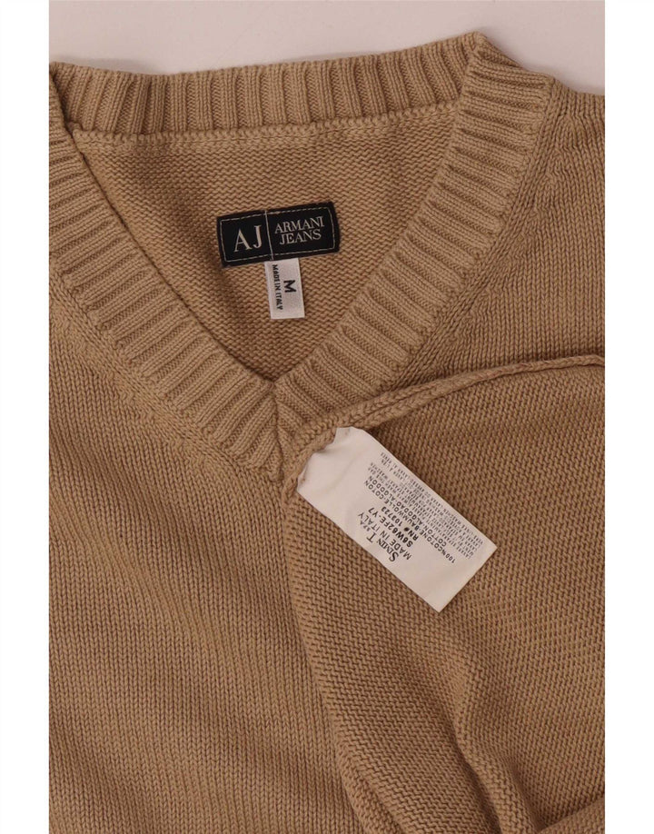 Maglione da uomo con scollo a V Armani Jeans in cotone beige medio