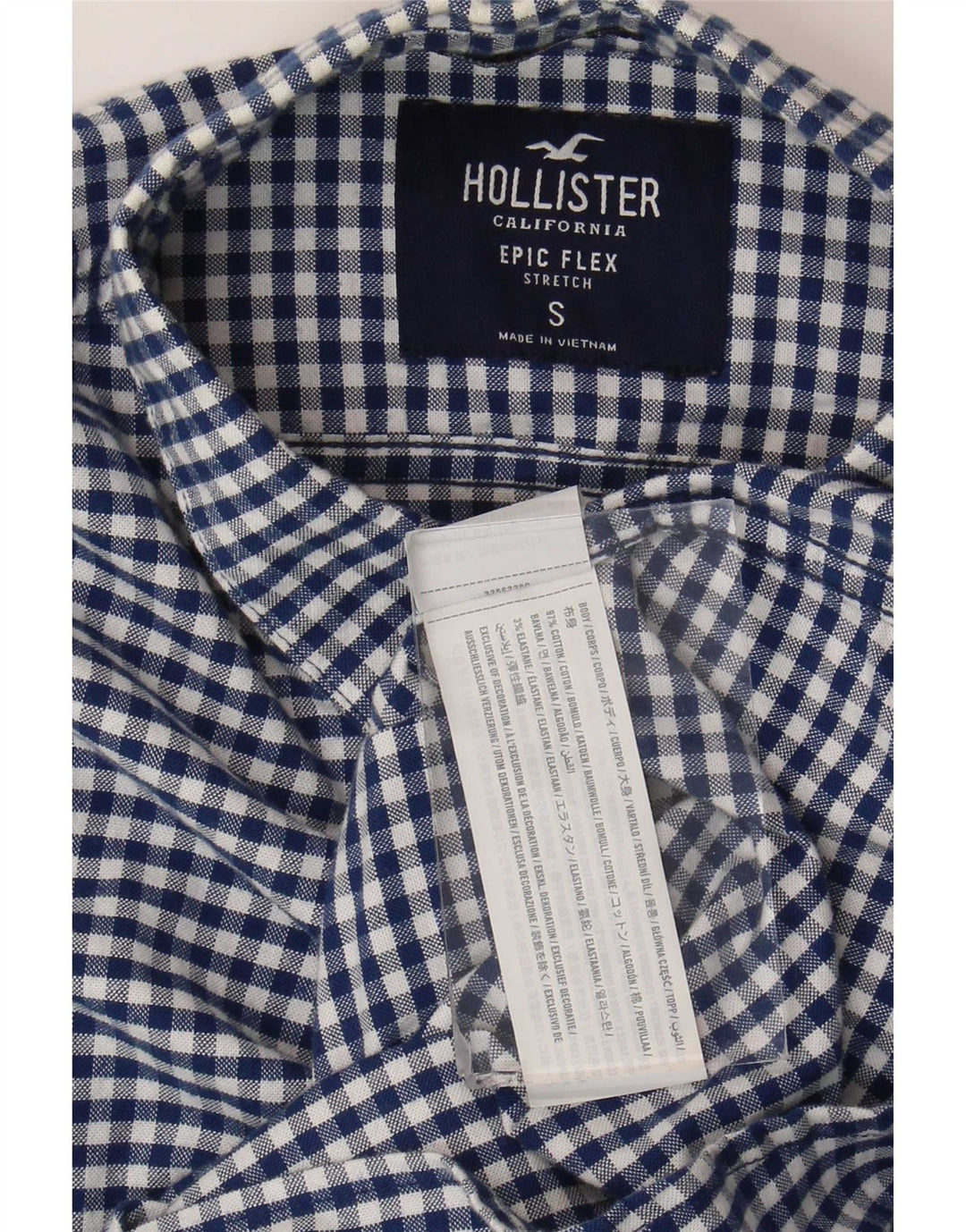 Camicia Hollister da uomo Small in cotone a quadretti blu