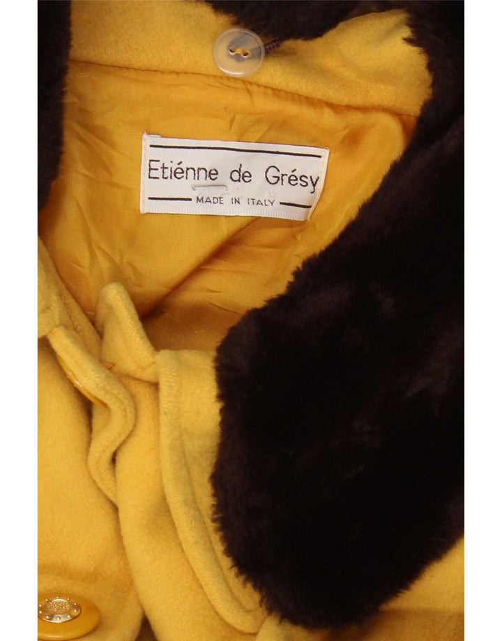Soprabito vintage da donna UK 14 grande in lana color block giallo