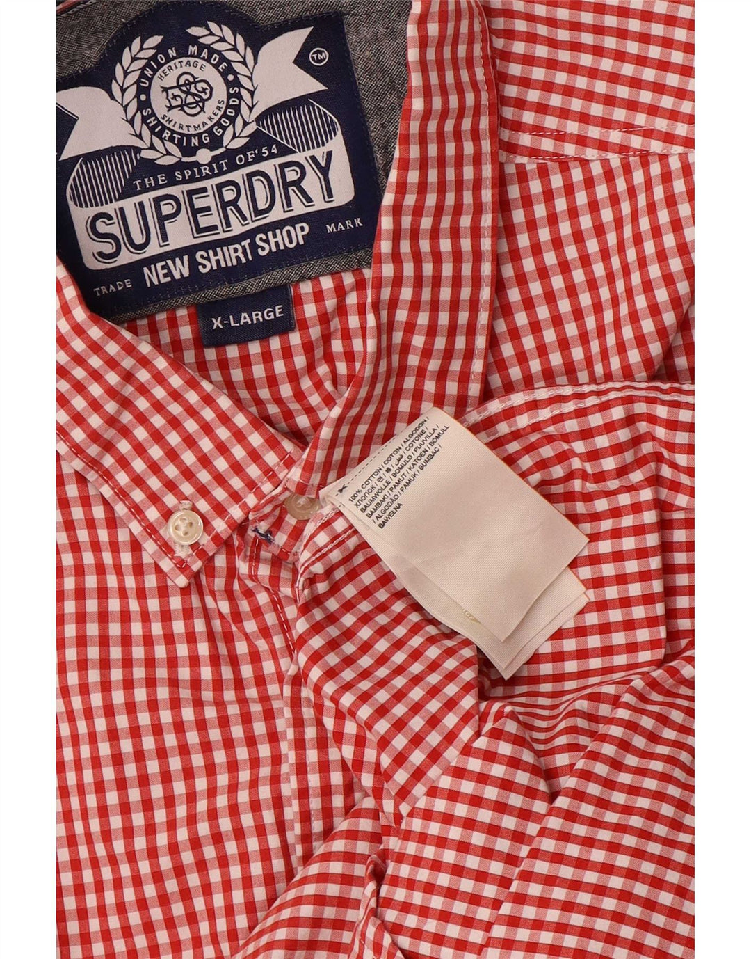 Camicia da uomo Superdry XL in cotone a quadretti rossi