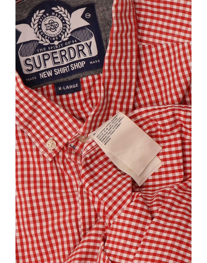Camicia da uomo Superdry XL in cotone a quadretti rossi