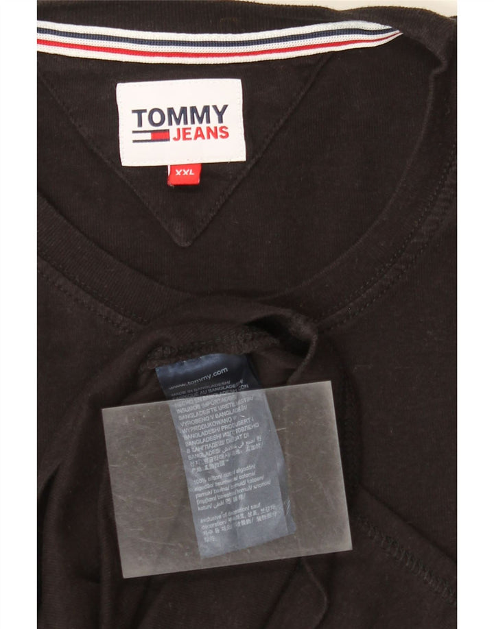 TOMMY HILFIGER Top da uomo manica lunga 2XL cotone nero