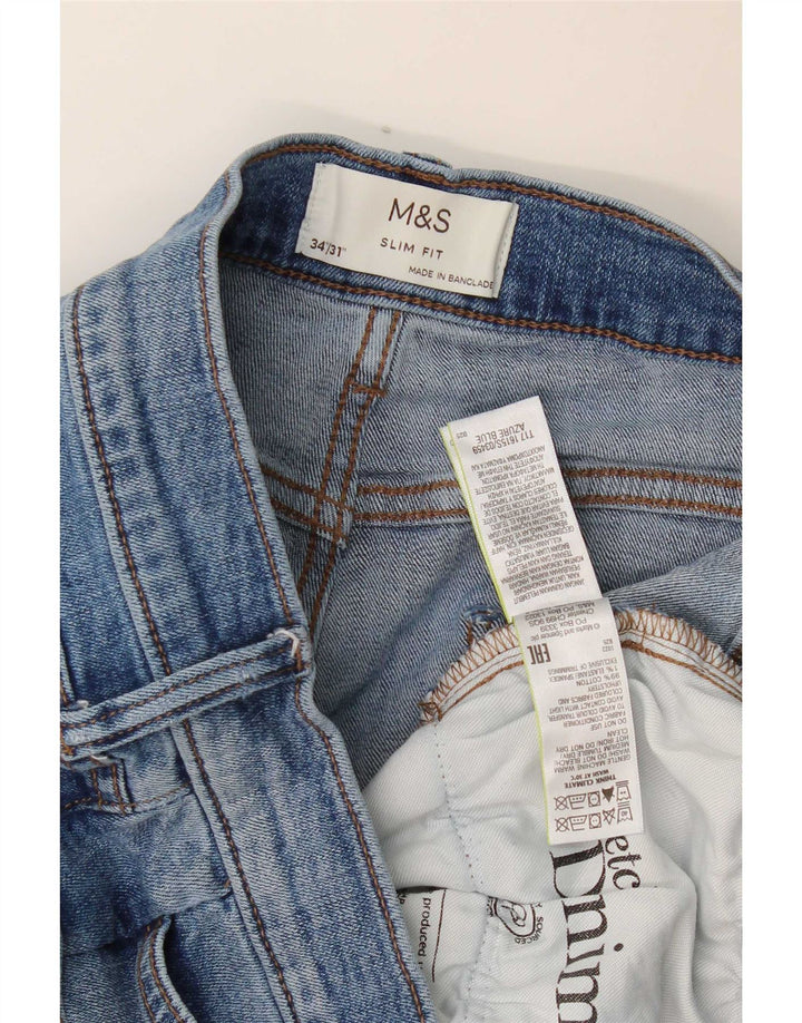Jeans slim da uomo Marks & Spencer W34 L31 cotone blu