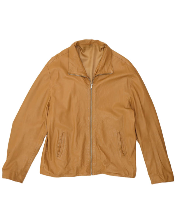 Giacca in pelle vintage da uomo UK 46 3XL Pelle beige