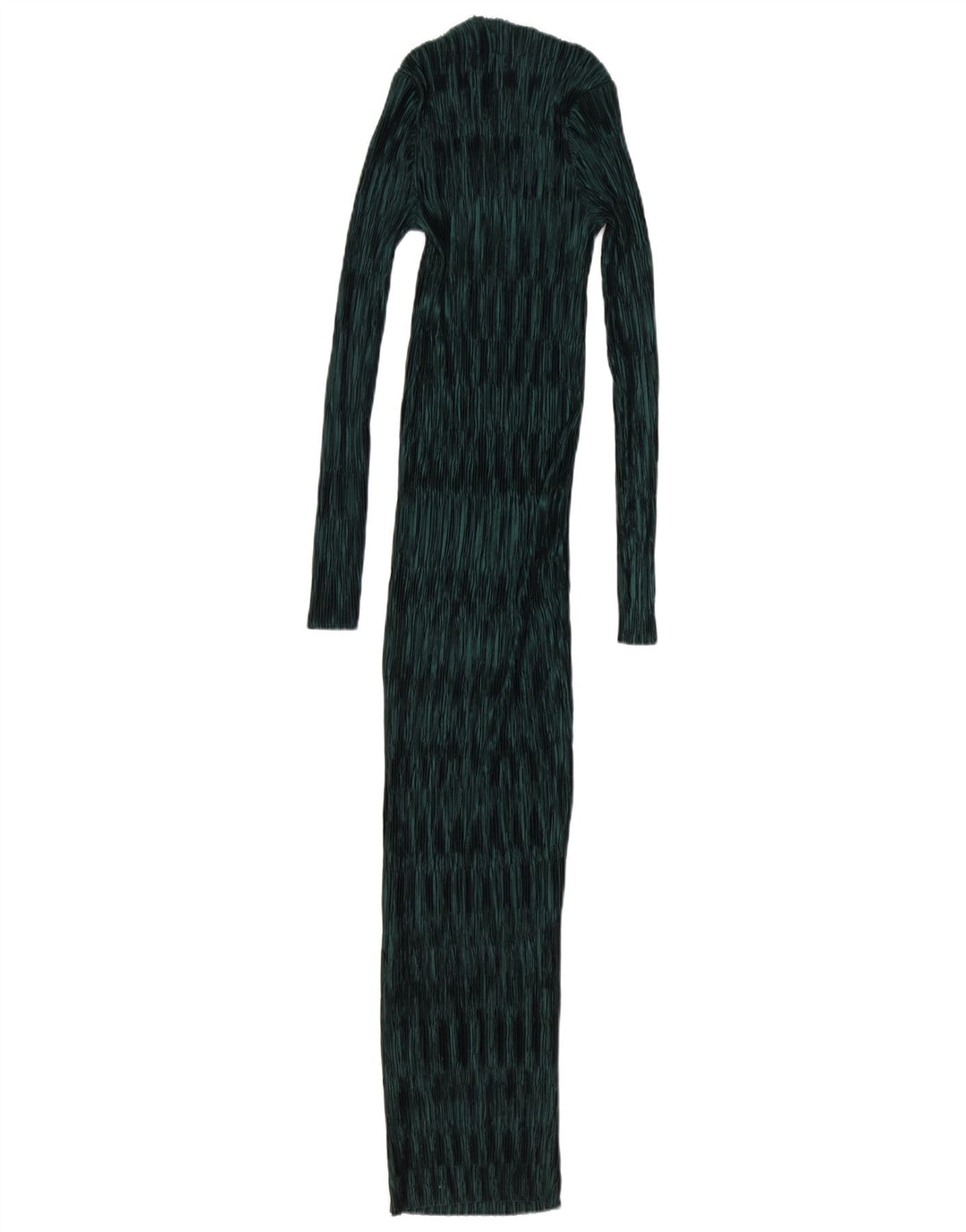 Vestito lungo a maniche lunghe da donna Zara UK 10 piccolo poliestere verde