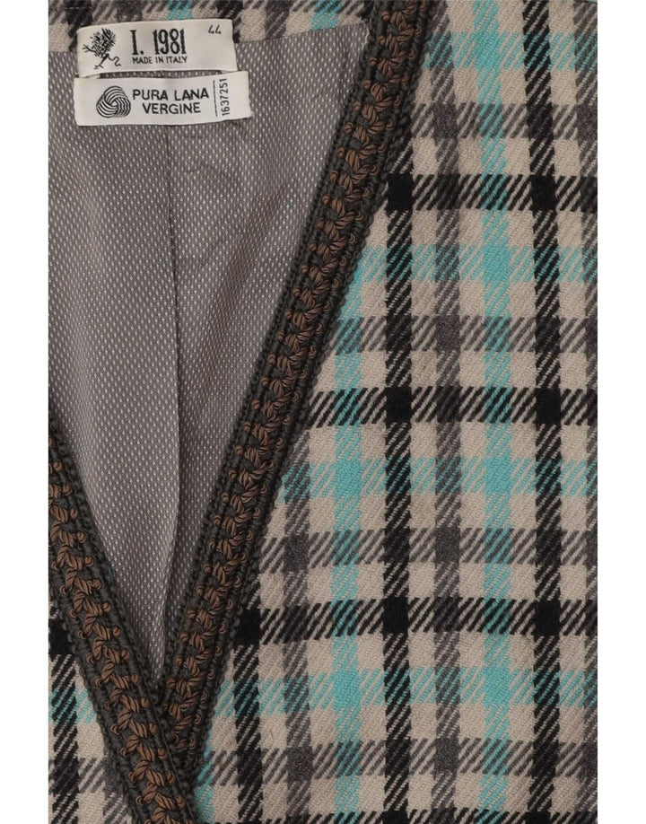 Giacca blazer vintage da donna a 3 bottoni IT 44 medio a quadri multicolore