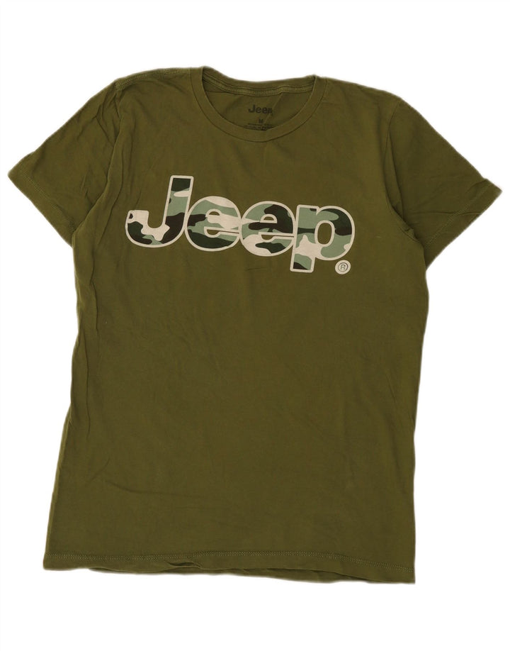 Jeep T-shirt grafica regolare da uomo in cotone verde medio