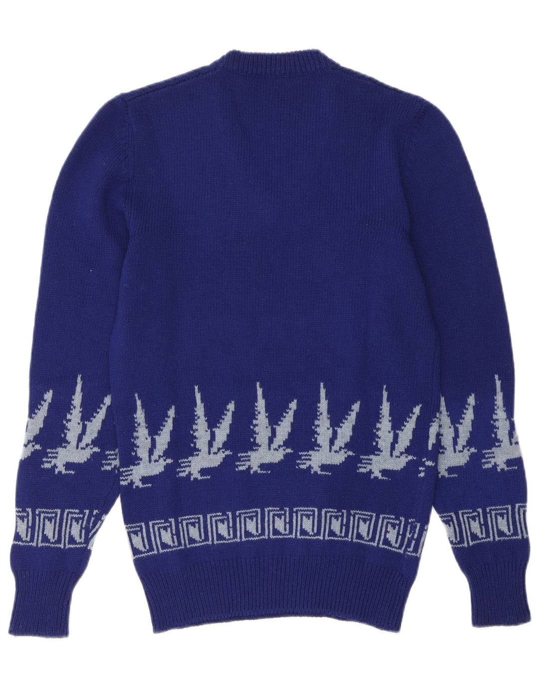 Maglione vintage da uomo con scollo a V piccolo blu Fair Isle