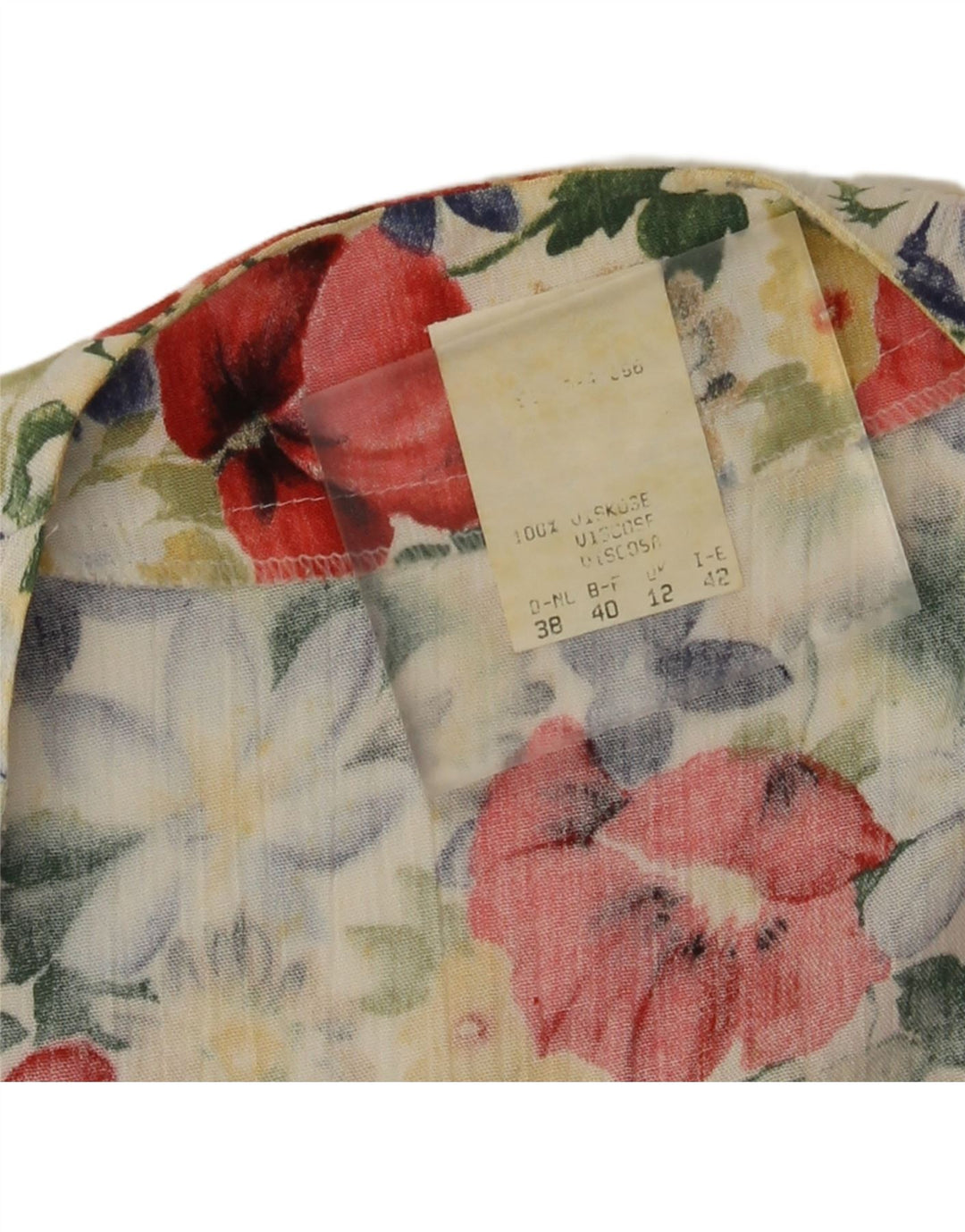 Top corto da donna vintage in camicetta UK 12 Viscosa floreale multicolore media