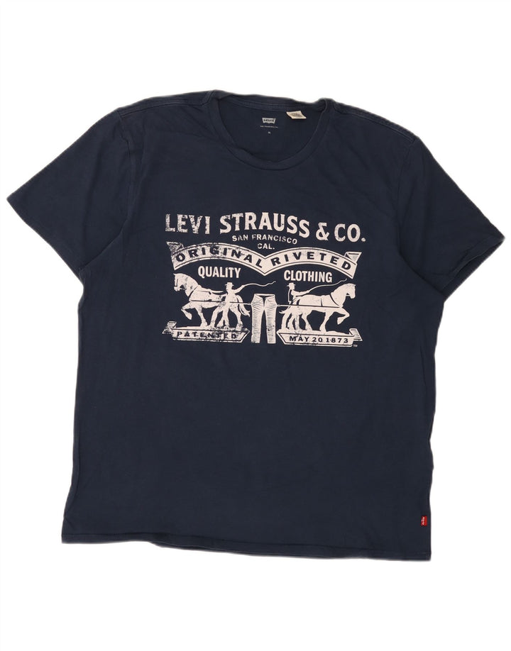 T-shirt grafica da uomo Levi's Top XL in cotone blu navy